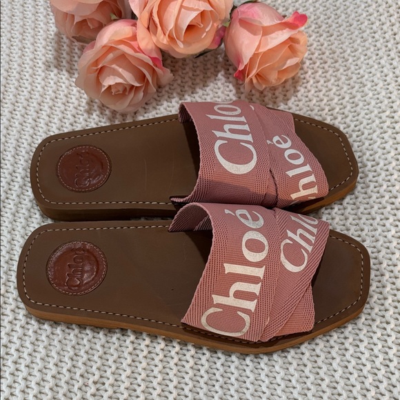 Chloe Cavas Pink Slide Sandals
